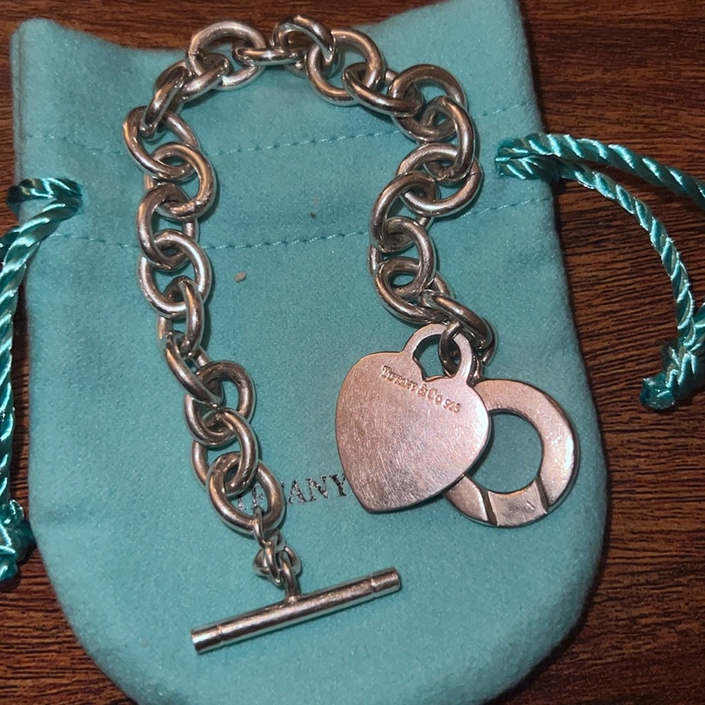 6 1/2” Tiffany & Co Heart Tag Toggle Blank Charm Bracelet in Sterling Silver